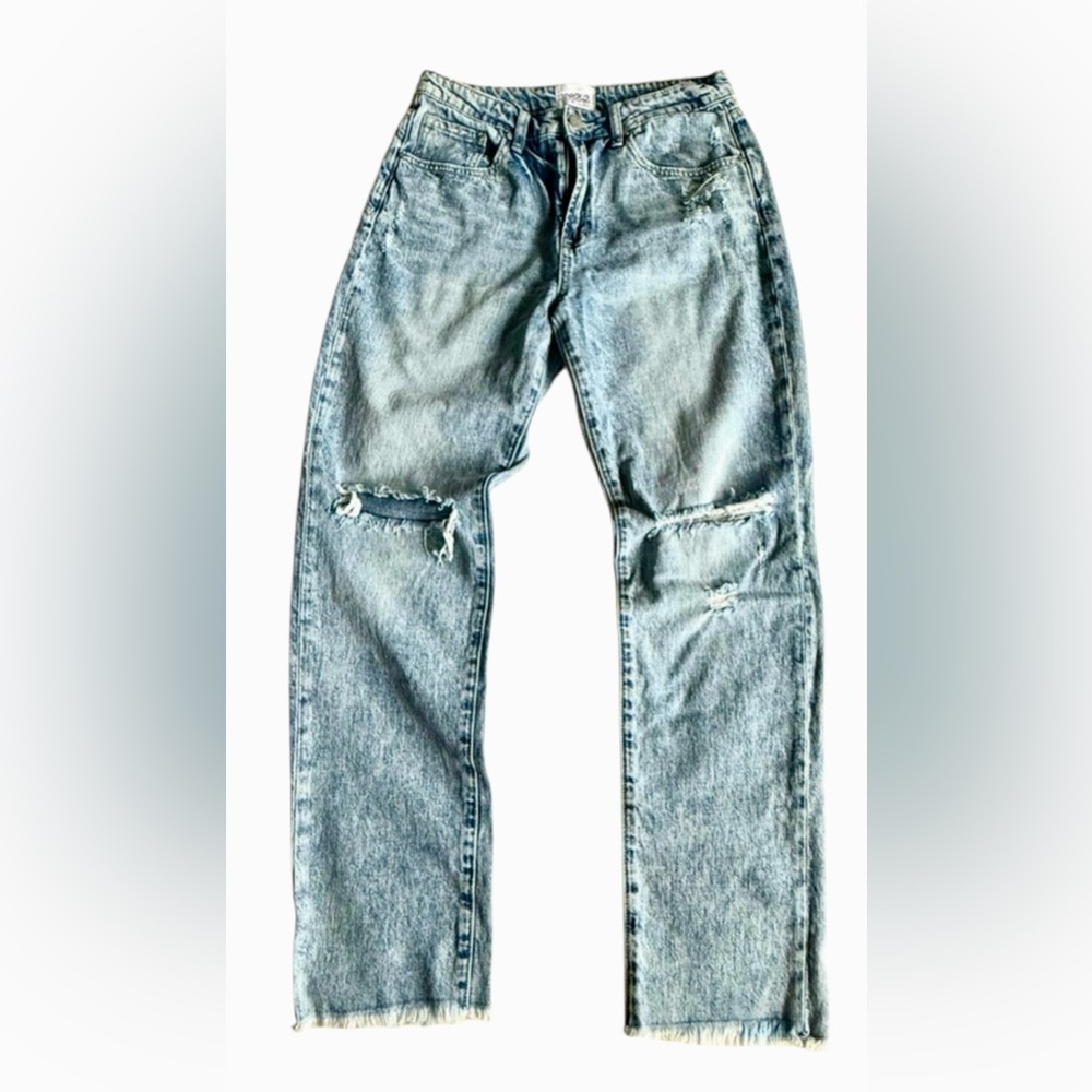 Insane Gene High Waist Distressed Raw Hem Medium/Acid Wash Jeans size 5/26